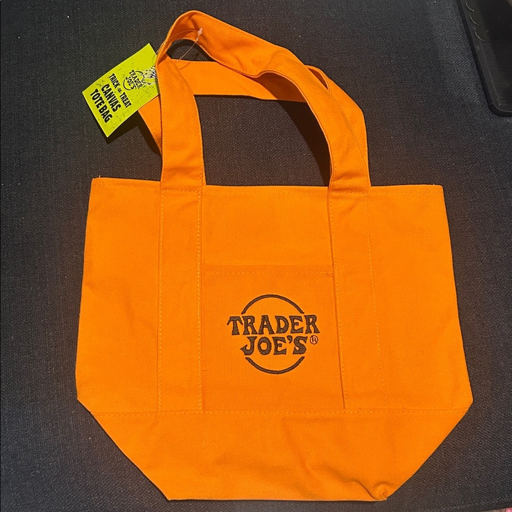 Trader Joe's Limited Edition Orange Canvas Mini Tote Bag -NWT